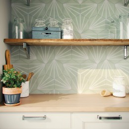 Lily 5 Hexagon Green Line Decor Porcelain Floor & Wall Tile 198x228mm