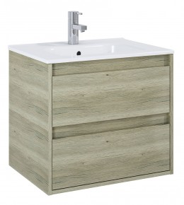 Revival 2 - Two Drawer Basin Unit San Remo Oak Wood Effect 