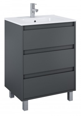 Revival 2 80cm 3 Drawer Basin Unit Graphite Matt