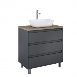 Revival 2 80cm 3 Drawer Basin Unit Graphite Matt