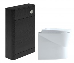 Enthuse Back to Wall Pan, Cuban Black Wood WC Unit & Concealed Cistern