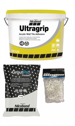 Basic Ceramic Wall Tiling Pack for Dry Areas with White Grout