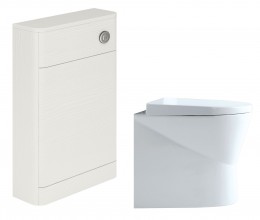 Enthuse Back to Wall Pan, Cuban White Wood WC Unit & Concealed Cistern
