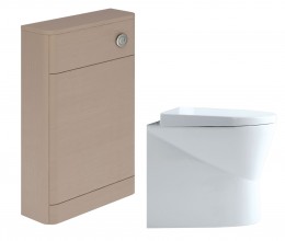 Enthuse Back to Wall Pan, Cuban Light Grey Wood WC Unit & Concealed Cistern