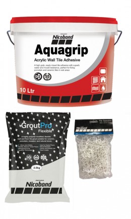 Basic Ceramic & Porcelain Wall Tiling Pack for Wet Areas with White Grout