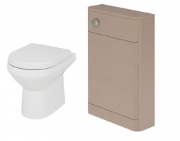 Vogue Back to Wall Pan, Cuban Light Grey Wood WC Unit & Concealed Cistern