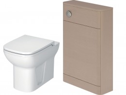 Embrace Back to Wall Pan, Cuban Light Grey Wood WC Unit & Concealed Cistern