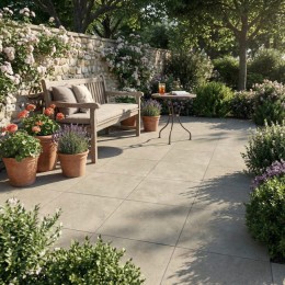 	Lifestyle Floor External Textured Stone Square Creative with District Cream Outdoor Tile