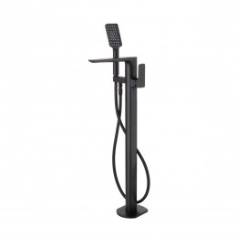 Noir Matt Black D Series Floor Standing Bath Shower Mixer with Shower Kit