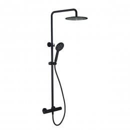 Noir Matt Black V Series Cool Touch Thermostatic Shower Mixer, Round Head