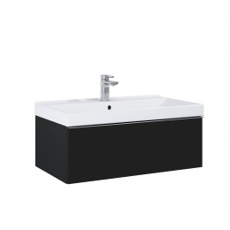 Look Modular Wall Hung Basin Unit 80cm 1 Drawer Matt Black