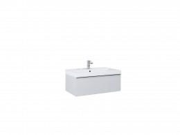 Look Modular Wall Hung Basin Unit 80cm 1 Drawer Matt Stone