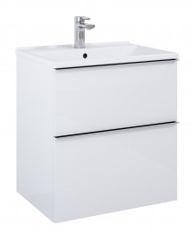 Look Modular Wall Hung Basin Unit 60cm 2 Drawer White High Gloss  