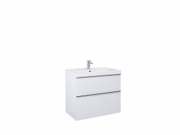 Look Modular Wall Hung Basin Unit 80cm 2 Drawer White High Gloss   