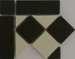 Gosford Victorian Porcelain Black & White Corner Floor Tile 93x93mm