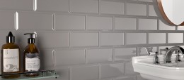 Synergy Metro Underground Bevel Light Grey Ceramic Wall Tile  200x100mm
