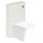 Indo Rimless Back to Wall Pan, Slim Soft Close Seat, Cuban White Wood WC Unit and Concealed Cistern