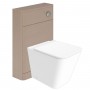 Indo Rimless Back to Wall Pan, Slim Soft Close Seat, Cuban Light Grey Wood WC Unit and Concealed Cistern