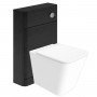 Indo Rimless Back to Wall Pan, Slim Soft Close Seat, Cuban Black Wood WC Unit and Concealed Cistern