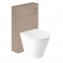 Surface Rimless Back to Wall Pan, Slim Soft Close Seat, Cuban Light Grey Wood WC Unit and Concealed Cistern