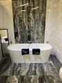 Marble Effect Black/Dark Grey Large Format Over 600x600 Porcelain for Wall/Floor; Finish - Gloss/Polished