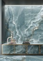 Marble Effect Green Large Format Over 600x600 Porcelain for Wall/Floor; Finish - Gloss/Polished