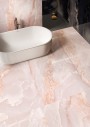 Marble Effect Pink/Red Large Format Over 600x600 Porcelain for Wall/Floor; Finish - Gloss/Polished