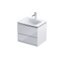 Rectory Wall Hung 2 Drawer Basin Unit 60cm Gloss White