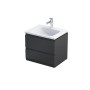 Rectory Wall Hung 2 Drawer Basin Unit 60cm Matt Black