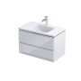 Rectory Wall Hung 2 Drawer Basin Unit 80cm Gloss White