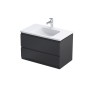 Rectory Wall Hung 2 Drawer Basin Unit 80cm Matt Black