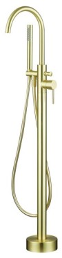 Quadro Brushed Brass Freestanding Bath Shower Mixer