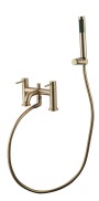 Quadro Brushed Brass Deck Mounted Bath Shower Mixer