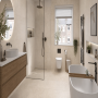 Stone effect Ivory/Cream/Beige Large Format Over 600x600 Porcelain for Wall/Floor; Finish - Matt