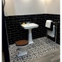 Salisbury White Flower On Black Ceramic Floor and Wall Tile 200x200mm