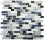 Mosaic Fairmont White & Silver Linear Brick Mixed Wall Tile 300x295mm