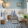 Lily 5 Hexagon Blue Striped Patterned Porcelain Floor and Wall Tile 198x228mm