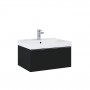Look Wall Hung Basin Unit 60cm 1 Drawer Matt Black with Handle
