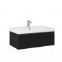 Look Wall Hung Basin Unit 80cm 1 Drawer Matt Black with Handle