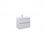 Look Wall Hung Basin Unit 80cm 2 Drawer Matt Stone with Handles