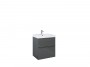 Look Wall Hung Basin Unit 60cm 2 Drawer Anthracite Gloss with Handles