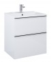 Look Wall Hung Basin Unit 60cm 2 Drawer White Gloss with Handles