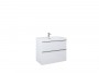 Look Wall Hung Basin Unit 80cm 2 Drawer White Gloss with Handles