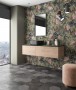 Botanical Hexagon Black Floral Porcelain Floor and Wall Tile 230x270mm