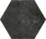 Organic Hexagon Black Decorated Porcelain Floor and Wall Tile 230x270mm