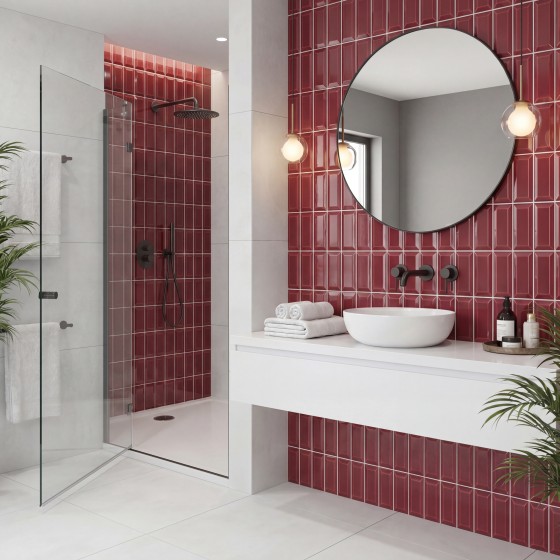 Frame Bordeaux Deep Metro Ceramic Wall Tile 75x150mm
