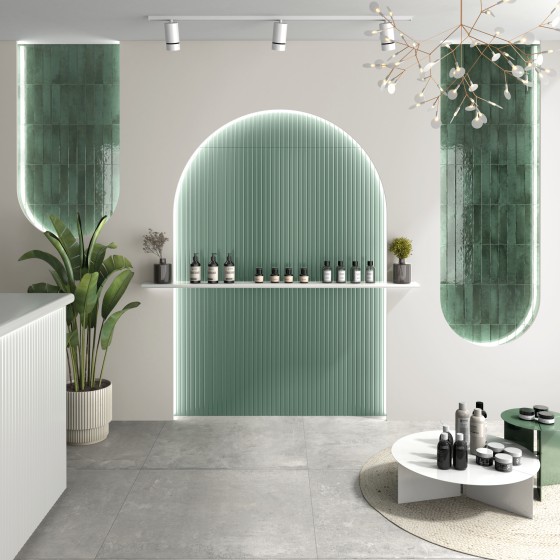 Forma Green Slat Effect Silk Ceramic Wall Tile 300x900mm