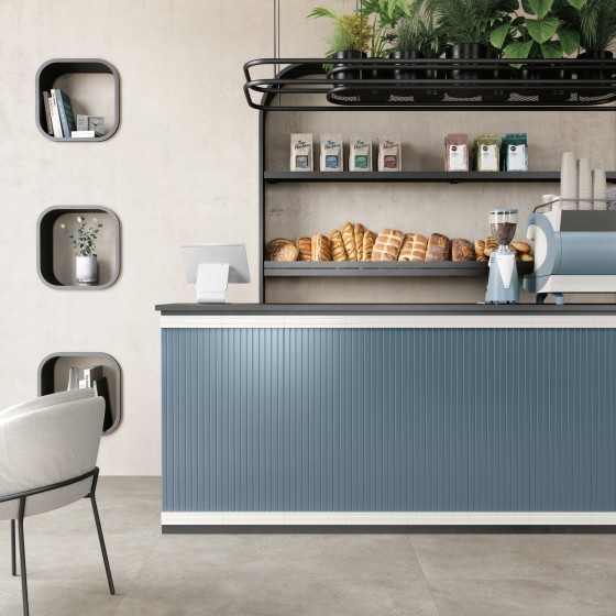 Forma Blue Slat Effect Silk Ceramic Wall Tile 300x900mm