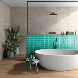 Frame Aqua Deep Metro Ceramic Wall Tile 75x150mm