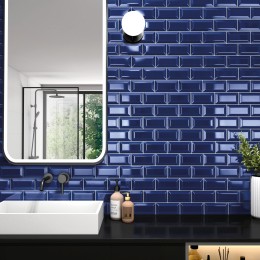 Frame Cobalt Deep Metro Ceramic Wall Tile 75x150mm